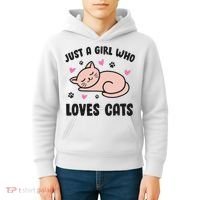 Just A Girl Who Loves Cats Kids Hoodie thumb 4