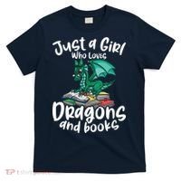 Just A Girl Who Loves Dragons And Books Reading Dragon T-Shirt thumb 0