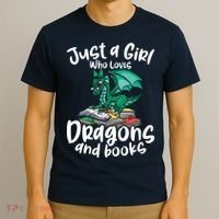 Just A Girl Who Loves Dragons And Books Reading Dragon T-Shirt thumb 3