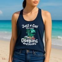 Just A Girl Who Loves Dragons And Books Reading Dragon Women's Tank Top thumb 2