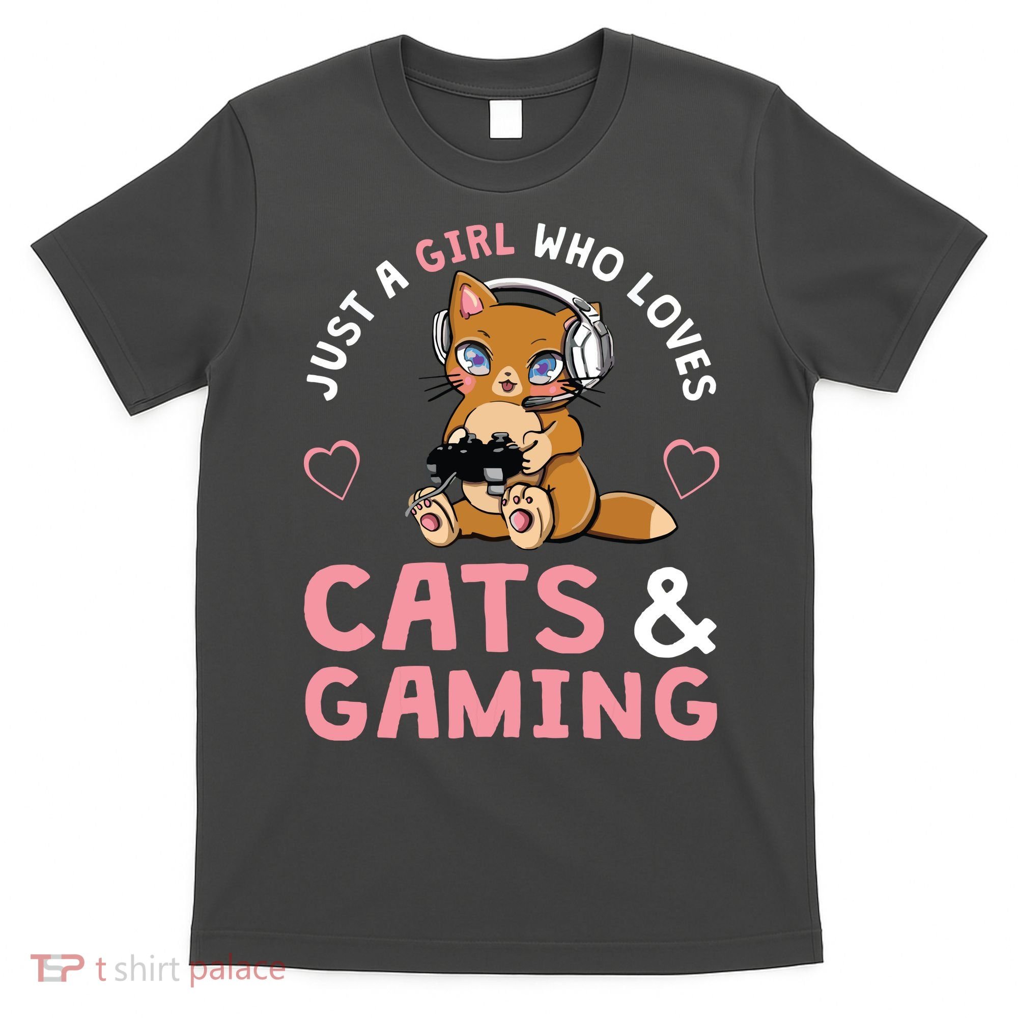 Just A Girl Who Loves Cats And Gaming Cute Gamer Cat T-Shirt