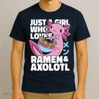 Just A Girl Who Loves Ramen & Axolotl Funny Cute T-Shirt thumb 3