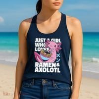Just A Girl Who Loves Ramen & Axolotl Funny Cute Women's Tank Top thumb 2