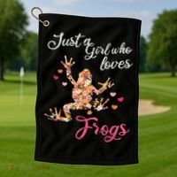 Just A Girl Who Loves Frogs Golf Towel thumb 1