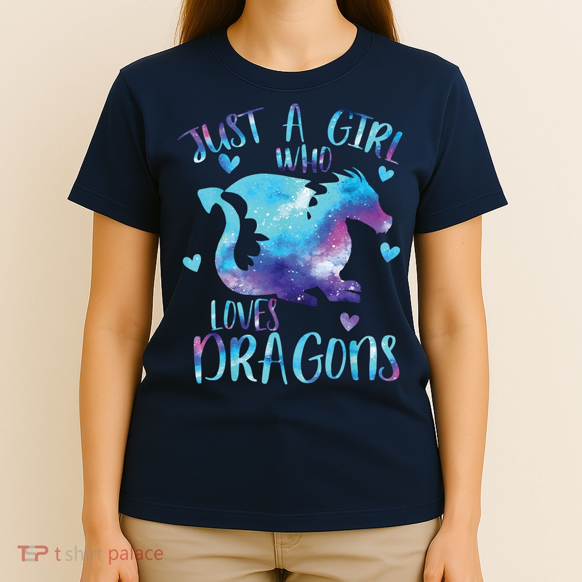 Just A Girl Who Loves Dragons Galaxy Space Dragon Cute Girls T-Shirt