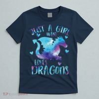 Just A Girl Who Loves Dragons Galaxy Space Dragon Cute Girls T-Shirt thumb 5