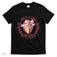 Just A Girl Who Love Football Fall Coquette Bow T-Shirt thumb 0
