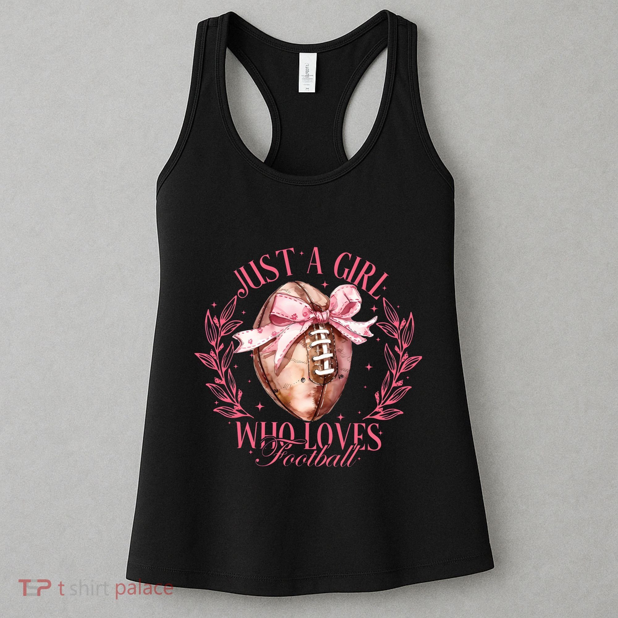 Just A Girl Who Love Football Fall Coquette Bow Women's Tank Top