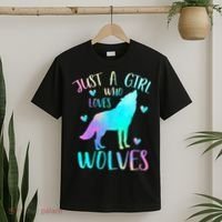 Just a Girl Who Loves wolves Watercolor Cute wolf lover T-Shirt thumb 2
