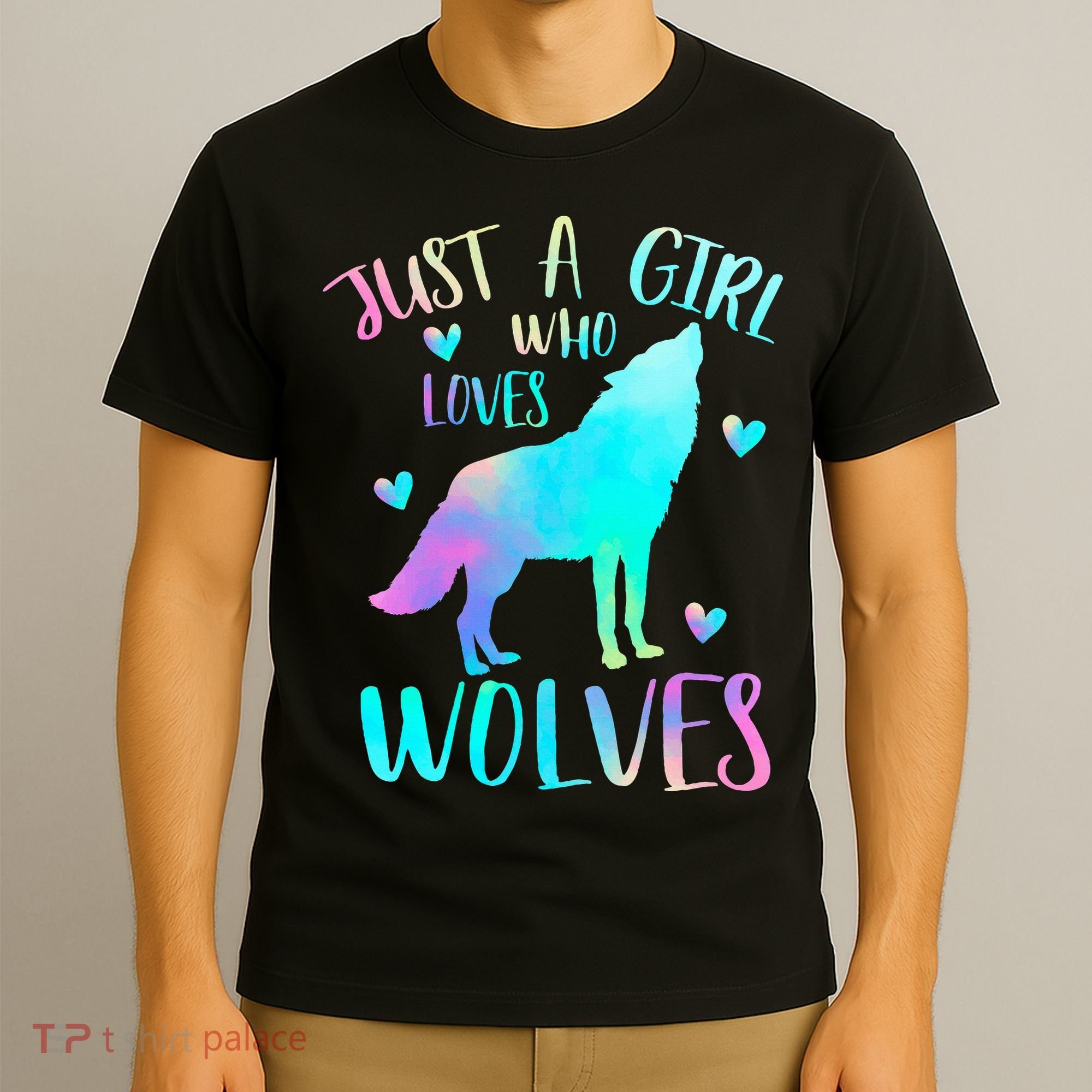 Just a Girl Who Loves wolves Watercolor Cute wolf lover T-Shirt