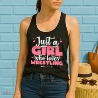 Just A Girl Who Loves Wrestling Cute Wrestler Women's Tank Top thumb 2
