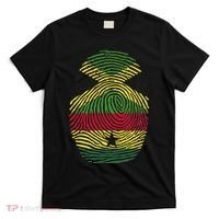 Jamaica And Ghana Fingerprint Half Jamaican Ghanaian Roots T-Shirt thumb 0