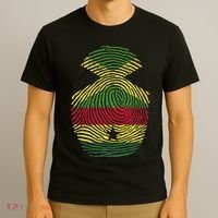 Jamaica And Ghana Fingerprint Half Jamaican Ghanaian Roots T-Shirt thumb 3