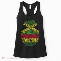 Jamaica And Ghana Fingerprint Half Jamaican Ghanaian Roots Women's Tank Top thumb 0