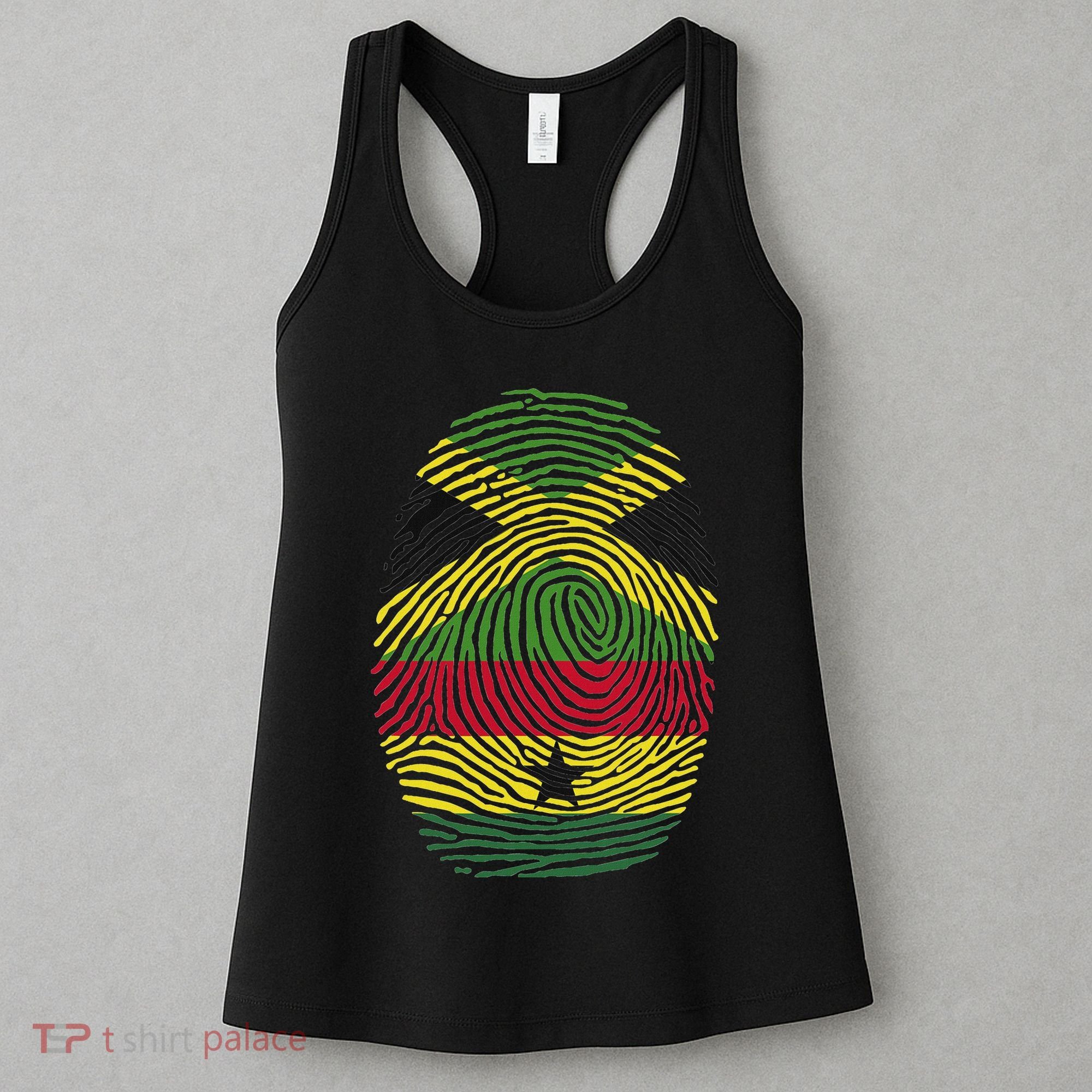 Jamaica And Ghana Fingerprint Half Jamaican Ghanaian Roots Women's Tank Top