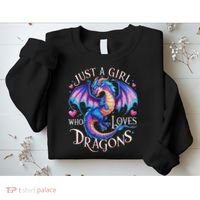 Just A Girl Who Loves Dragons Cute Dragon Sweatshirt thumb 2