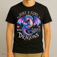 Just A Girl Who Loves Dragons Cute Dragon T-Shirt thumb 3