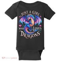 Just A Girl Who Loves Dragons Cute Dragon Baby Bodysuit thumb 0