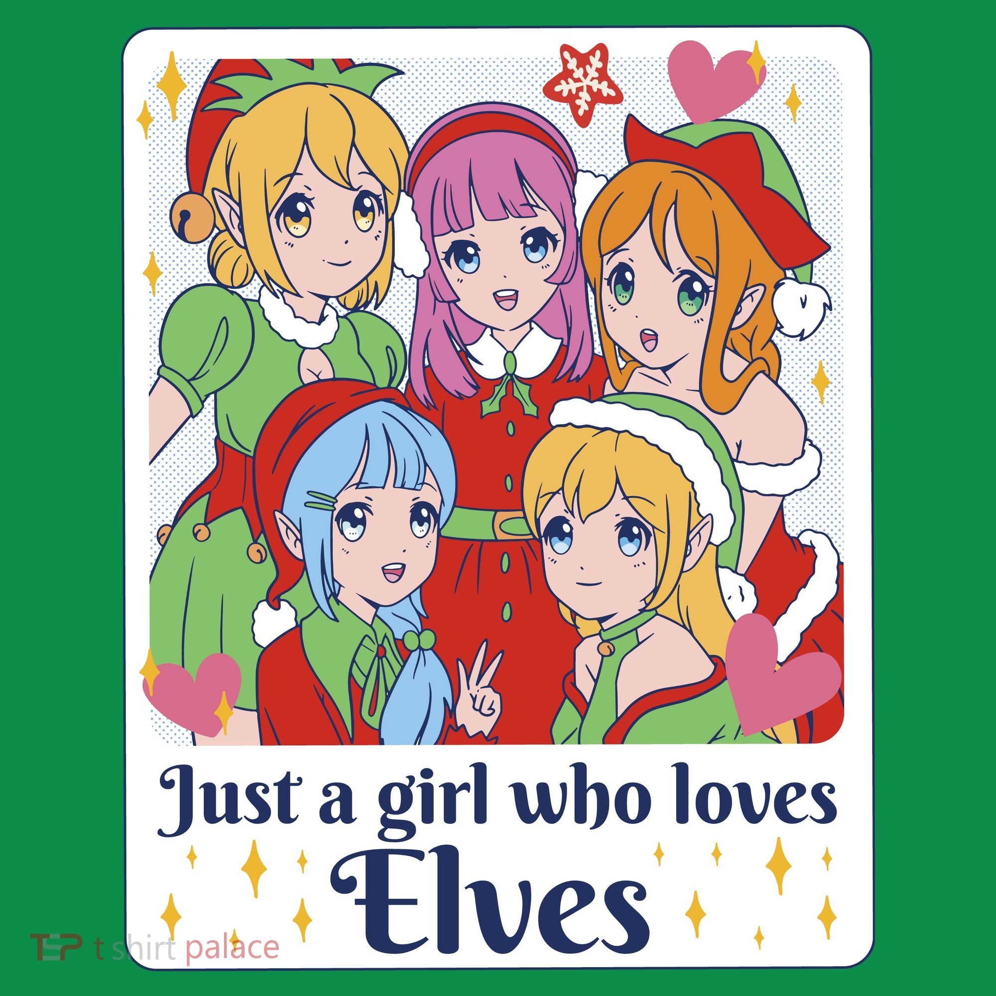 Just A Girl Who Loves Elves Anime Christmas T-Shirt