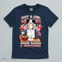 Just A Girl Who Loves Anime Ramen And Sketching T-Shirt thumb 5