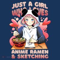 Just A Girl Who Loves Anime Ramen And Sketching T-Shirt thumb 7
