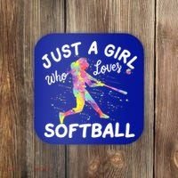 Just A Girl Who Loves Softball Coaster thumb 0