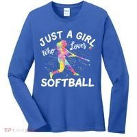 Just A Girl Who Loves Softball Women's Long Sleeve Shirt thumb 0