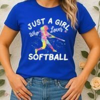 Just A Girl Who Loves Softball Women's T-Shirt thumb 2