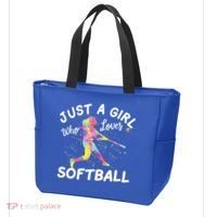 Just A Girl Who Loves Softball Tote Bag thumb 3