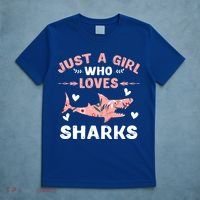 Just A Girl Who Loves Sharks Gift Shark Lover Cute Gift T-Shirt thumb 5