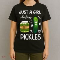 Just A Girl Who Loves Pickles Funny Vegetarian Vegan Pickle Lovers T-Shirt thumb 4