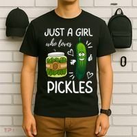 Just A Girl Who Loves Pickles Funny Vegetarian Vegan Pickle Lovers T-Shirt thumb 6