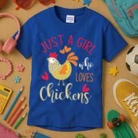 Just A Girl Who Loves Chickens Cool Gift Kids T-Shirt thumb 3