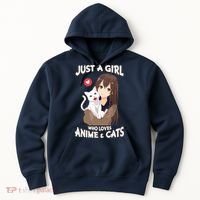 Just A Girl Who Loves Anime & Cats Cute Gifts Hoodie thumb 0