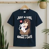 Just A Girl Who Loves Anime & Cats Cute Gifts T-Shirt thumb 2