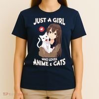 Just A Girl Who Loves Anime & Cats Cute Gifts T-Shirt thumb 4
