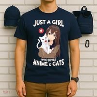 Just A Girl Who Loves Anime & Cats Cute Gifts T-Shirt thumb 6