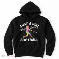 Just A Girl Who Loves Softball Hoodie thumb 0