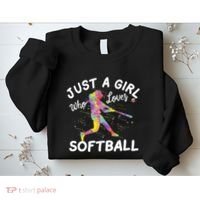 Just A Girl Who Loves Softball Sweatshirt thumb 2