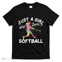 Just A Girl Who Loves Softball T-Shirt thumb 0