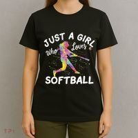 Just A Girl Who Loves Softball T-Shirt thumb 4