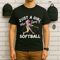 Just A Girl Who Loves Softball T-Shirt thumb 6