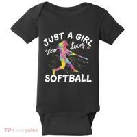 Just A Girl Who Loves Softball Baby Bodysuit thumb 0