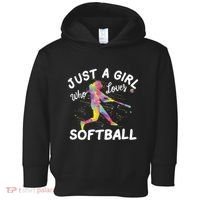 Just A Girl Who Loves Softball Toddler Hoodie thumb 0