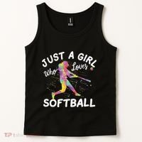 Just A Girl Who Loves Softball Tank Top thumb 2