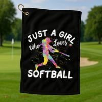 Just A Girl Who Loves Softball Golf Towel thumb 1