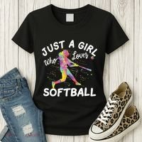Just A Girl Who Loves Softball Women's T-Shirt thumb 3