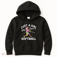 Just A Girl Who Loves Softball Kids Hoodie thumb 0