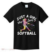 Just A Girl Who Loves Softball Kids T-Shirt thumb 0