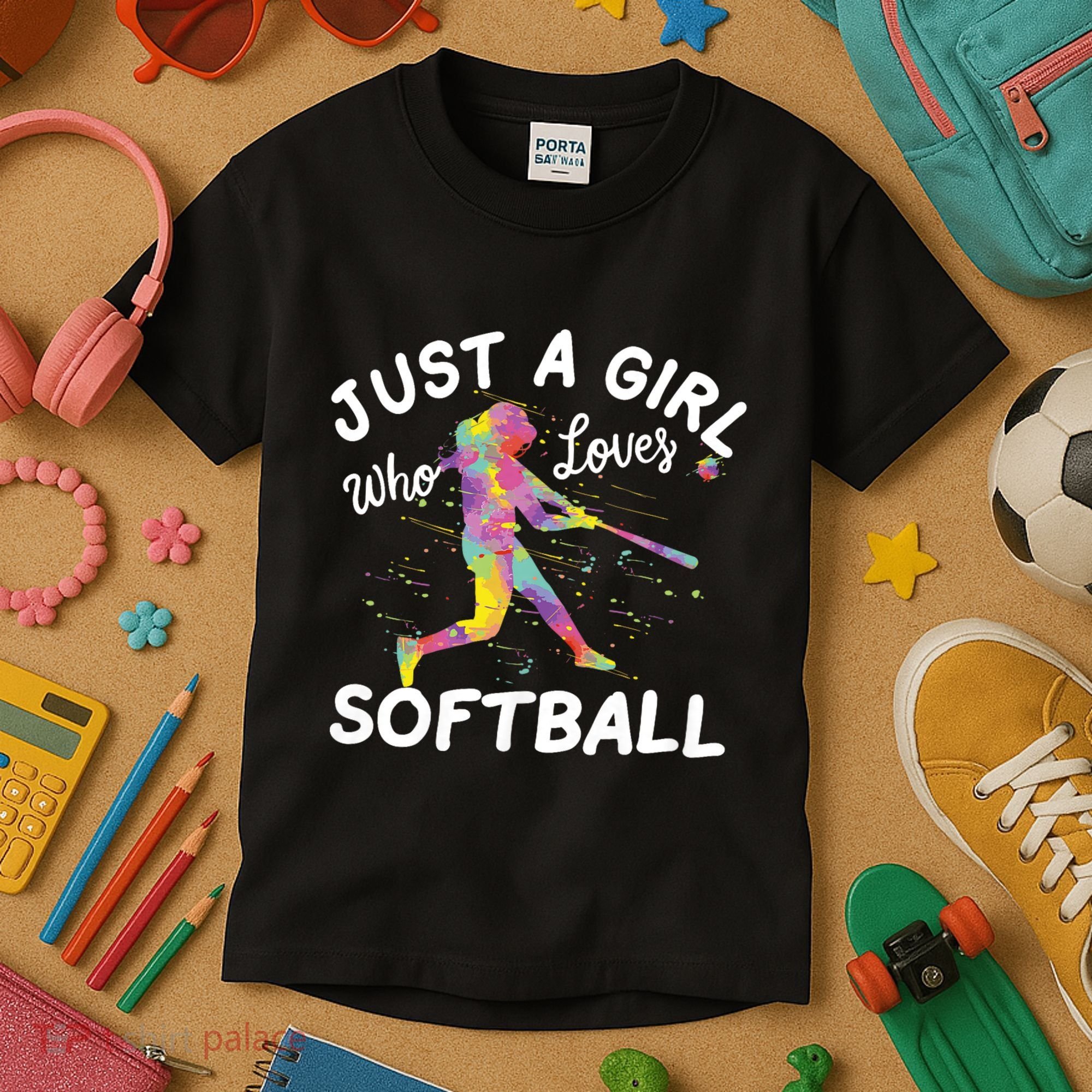 Just A Girl Who Loves Softball Kids T-Shirt